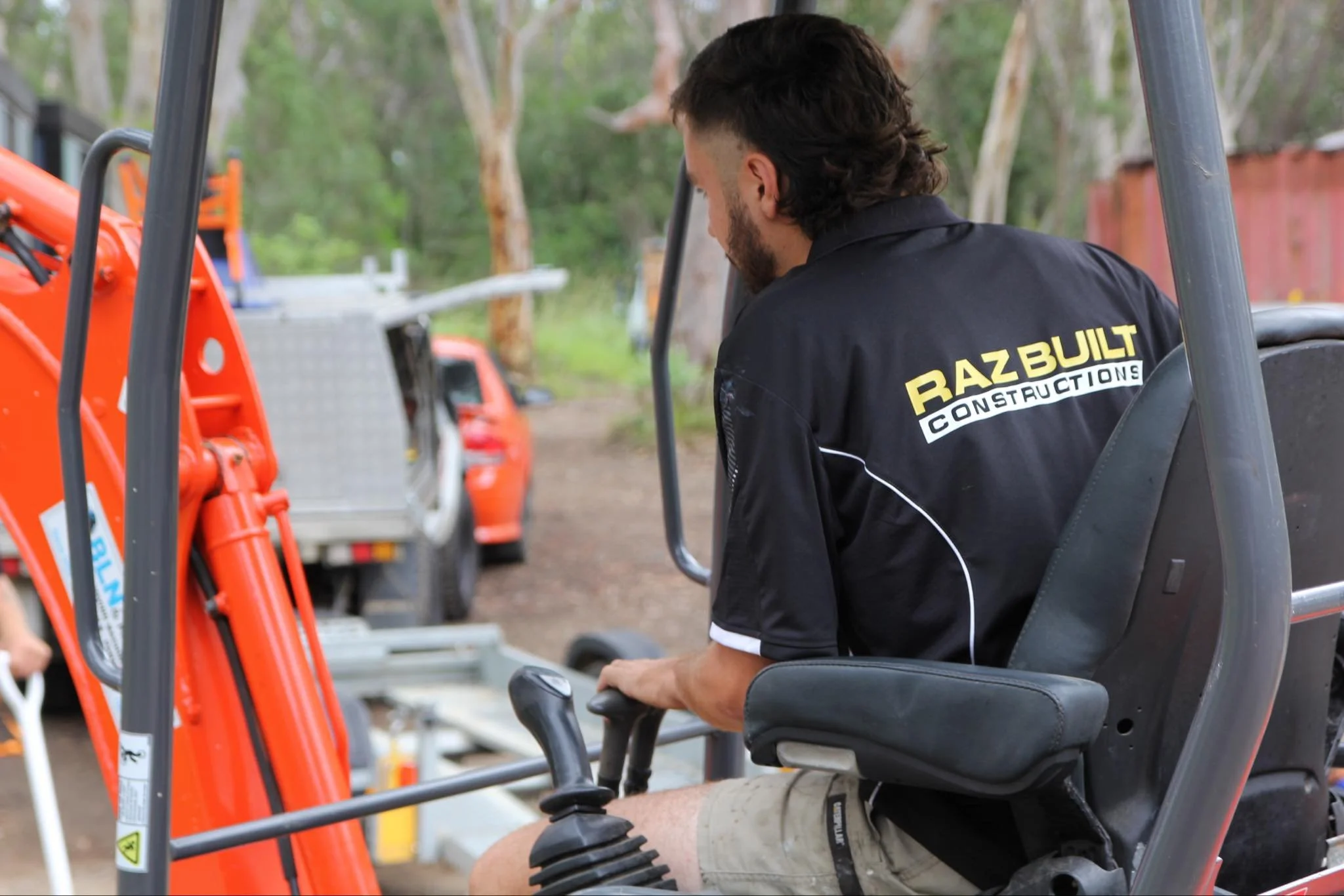 Owner of Raz Built Constructions doing carpenter work of a deck on the Central Coast.