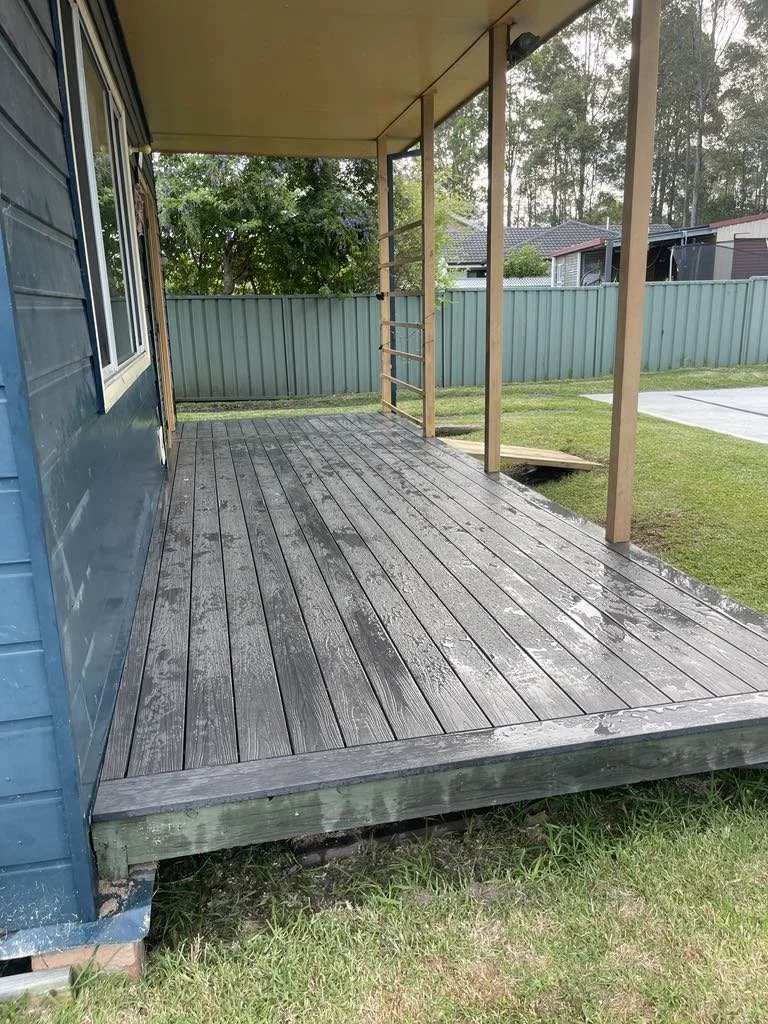 Owner of Raz Built Constructions doing carpenter work of a deck on the Central Coast.
