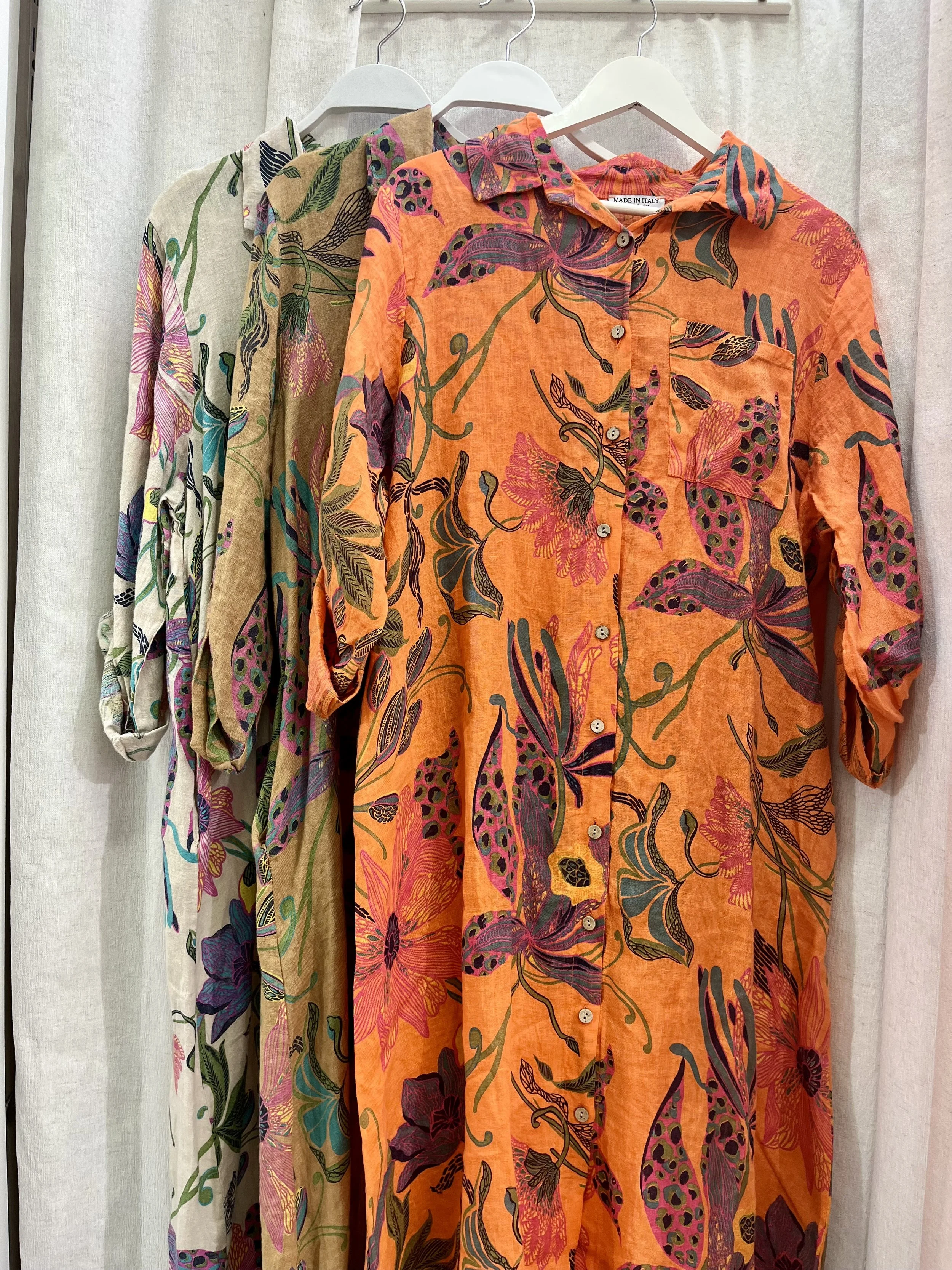 Vestido camisero 100% puro lino italiano