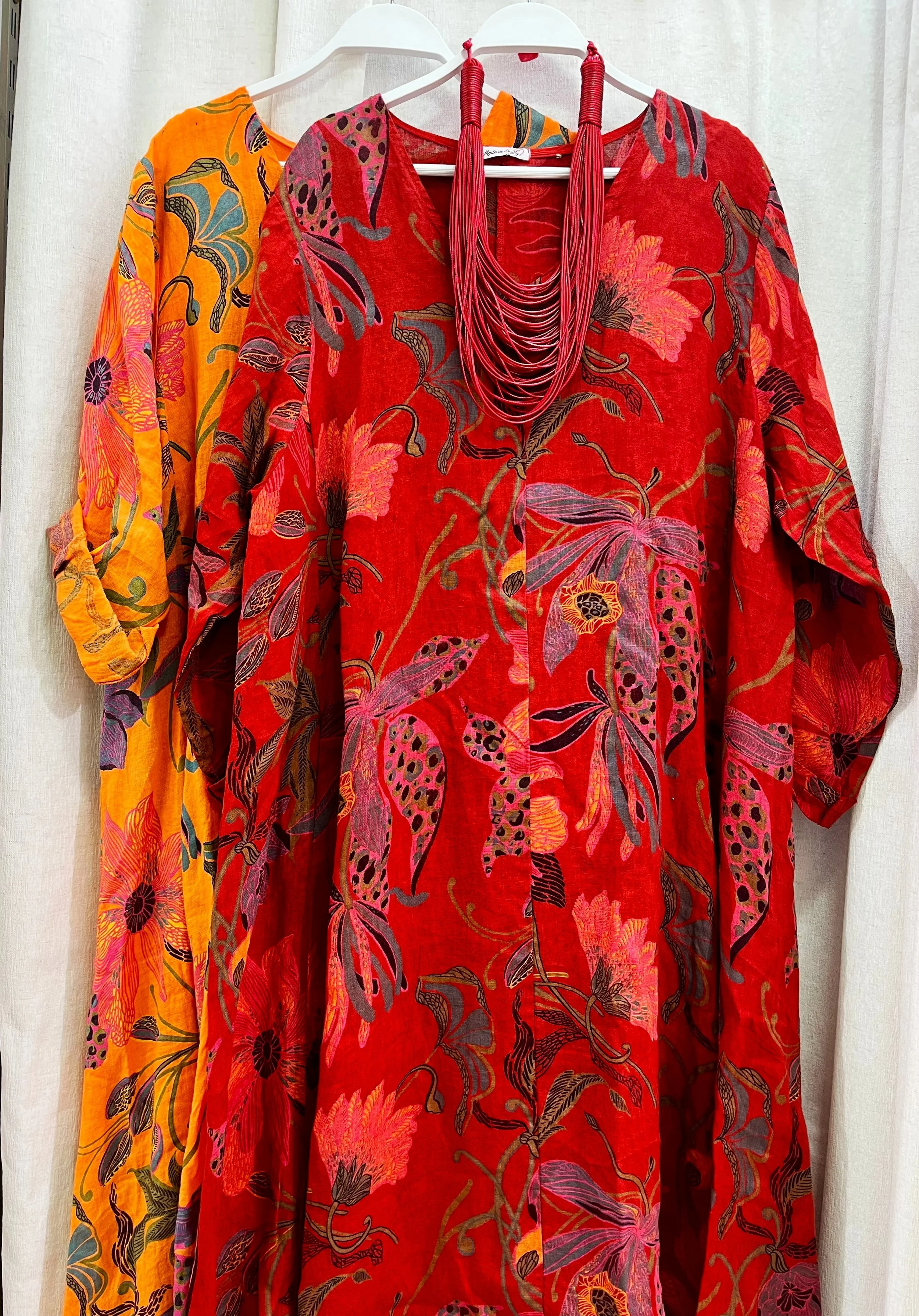 Vestido 100% puro lino italiano en cuello V