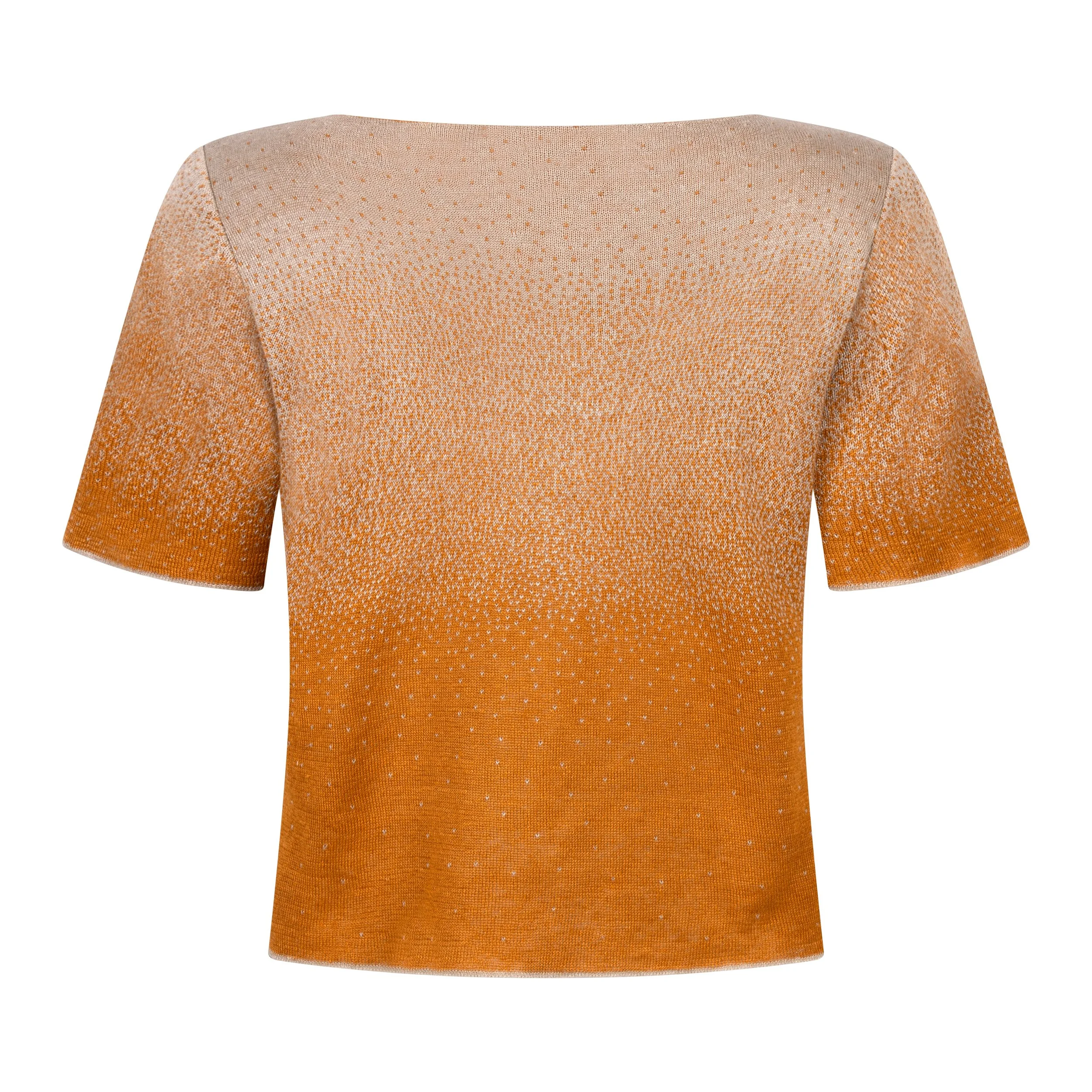 Back view of Sunset – Bali, revealing the graceful drape and subtle colour transition of the signature gradient knit.