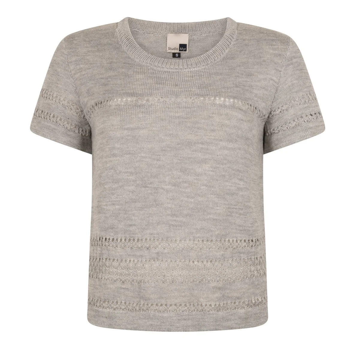 Studio Myr merino lace knit tee Mouse in natural grey