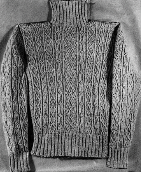 Hand-Knitted Gansey Sweater Showing Regional Stitch Patterns