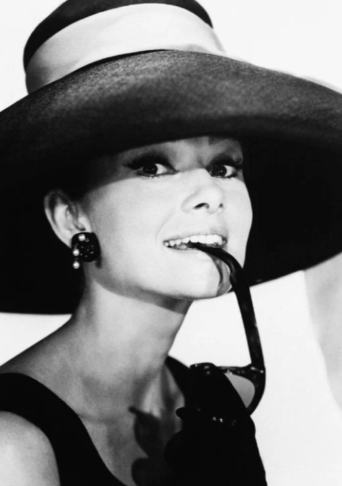 Audrey Hepburn — iconic portrait in black dress &amp; pearls