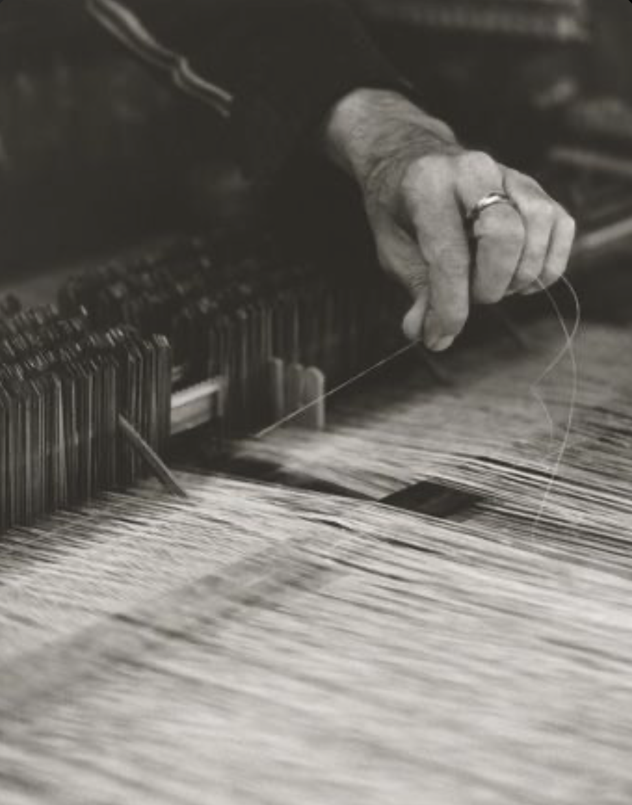 Traditional linen weaving on a handloom