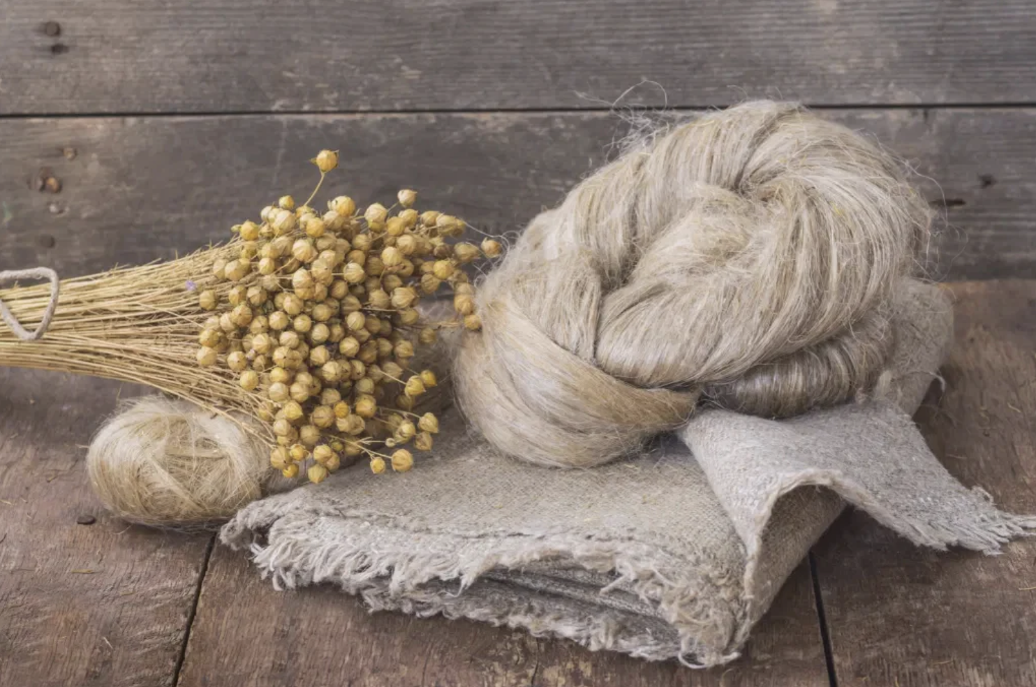 Flax fibres and linen cloth