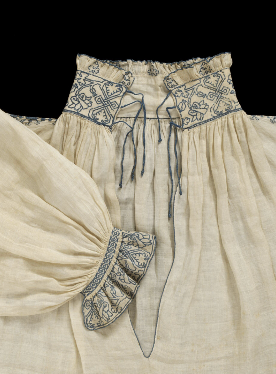 Embroidered linen shirt — c. 1540