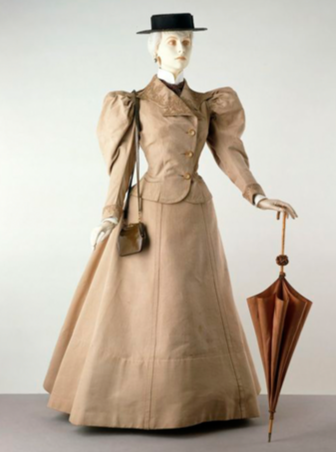 early 19th-century linen dress with elongated silhouette and light structure