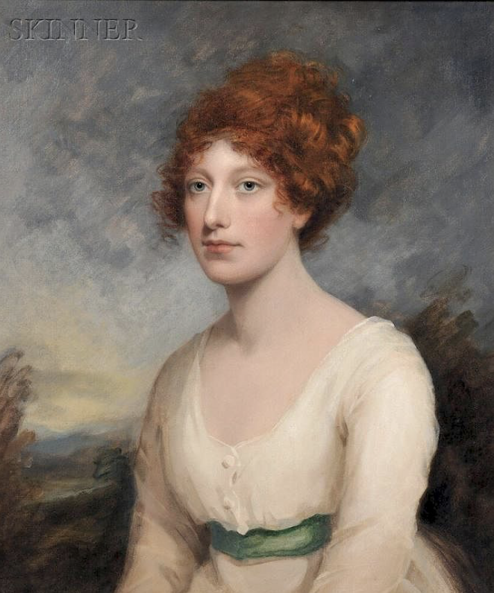 18th-century portrait of a woman in a soft linen dress