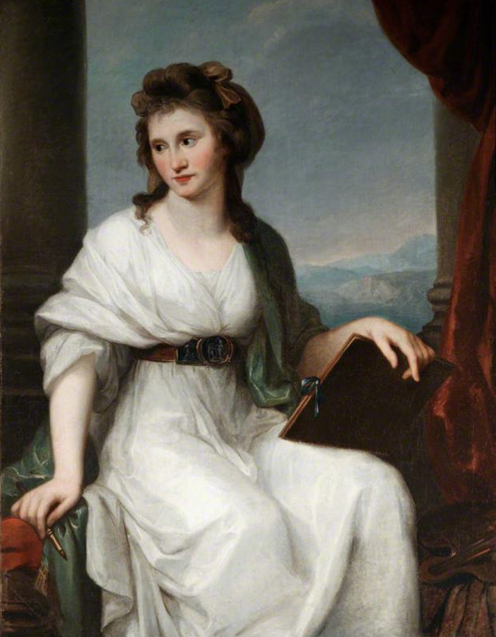 18th-century portrait of a woman in a light linen dress reflecting natural silhouette