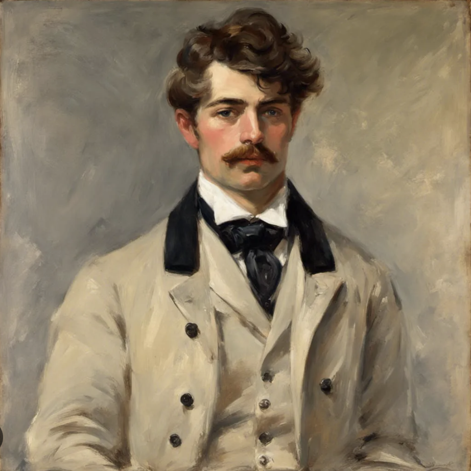 19th-century portrait of a man wearing a light linen suit