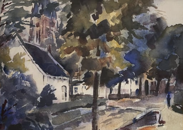 frans-van-de-berg-white-houses-trees-thorn-watercolour.jpg