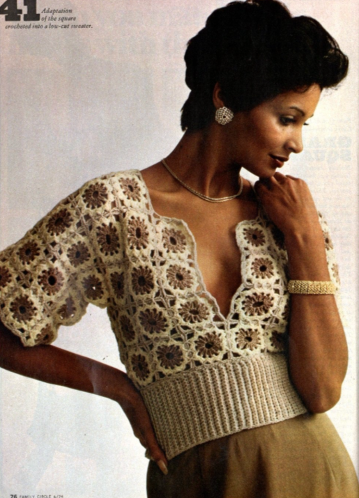 Vintage Crochet Fashion — Floral Crochet Top, 1970s
