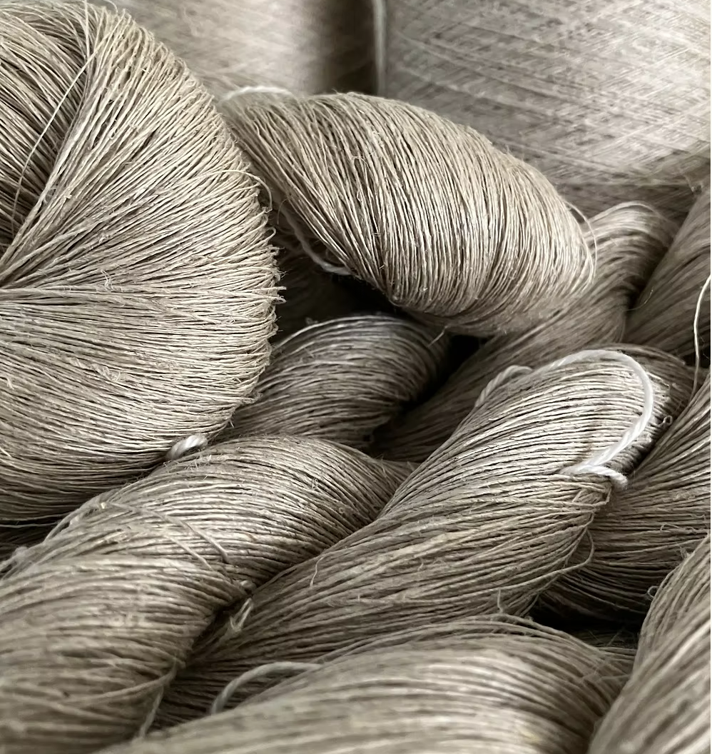 Natural linen yarn used in Studio Myr knitwear