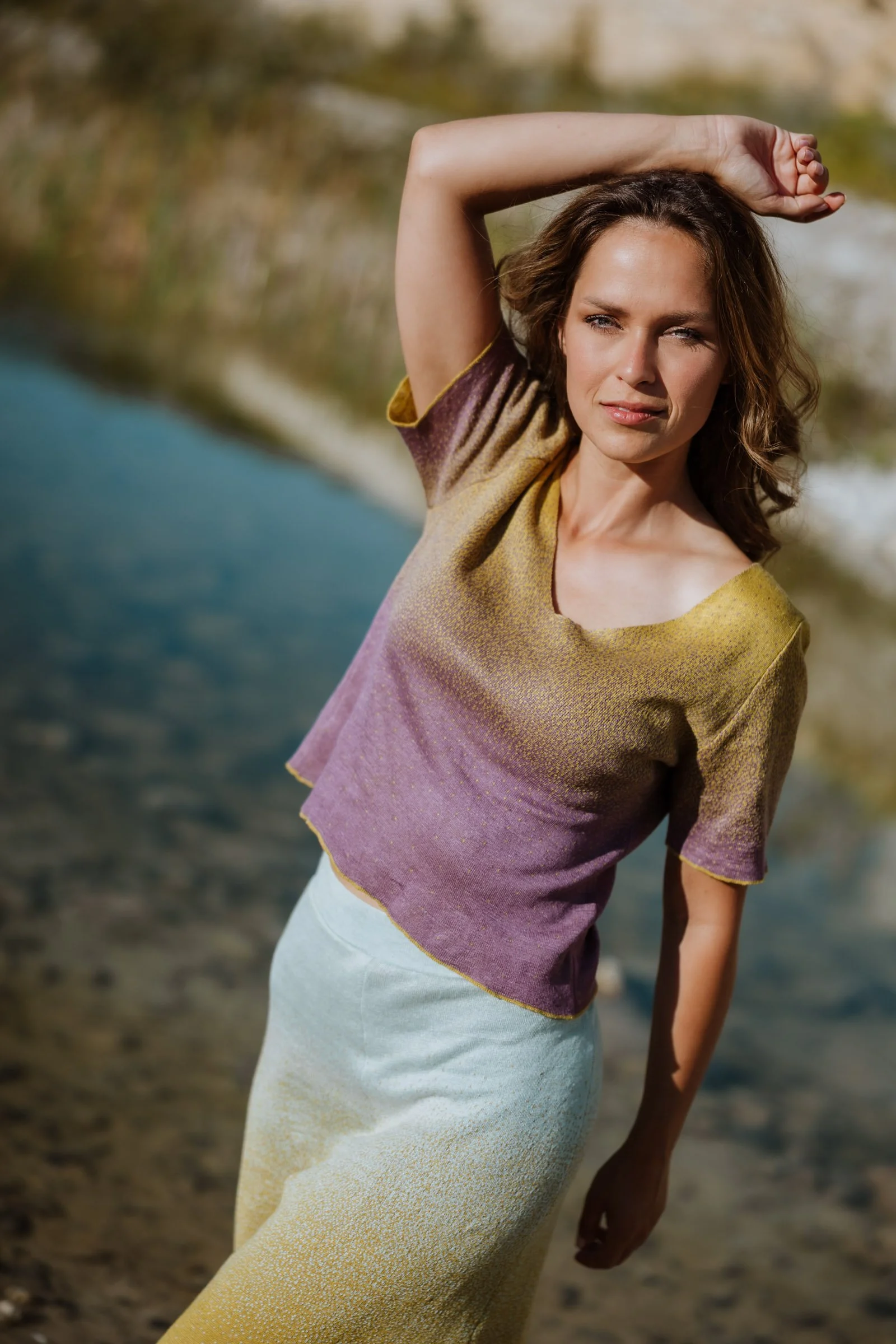 Double knit cotton gradient tee Ibiza by Studio Myr