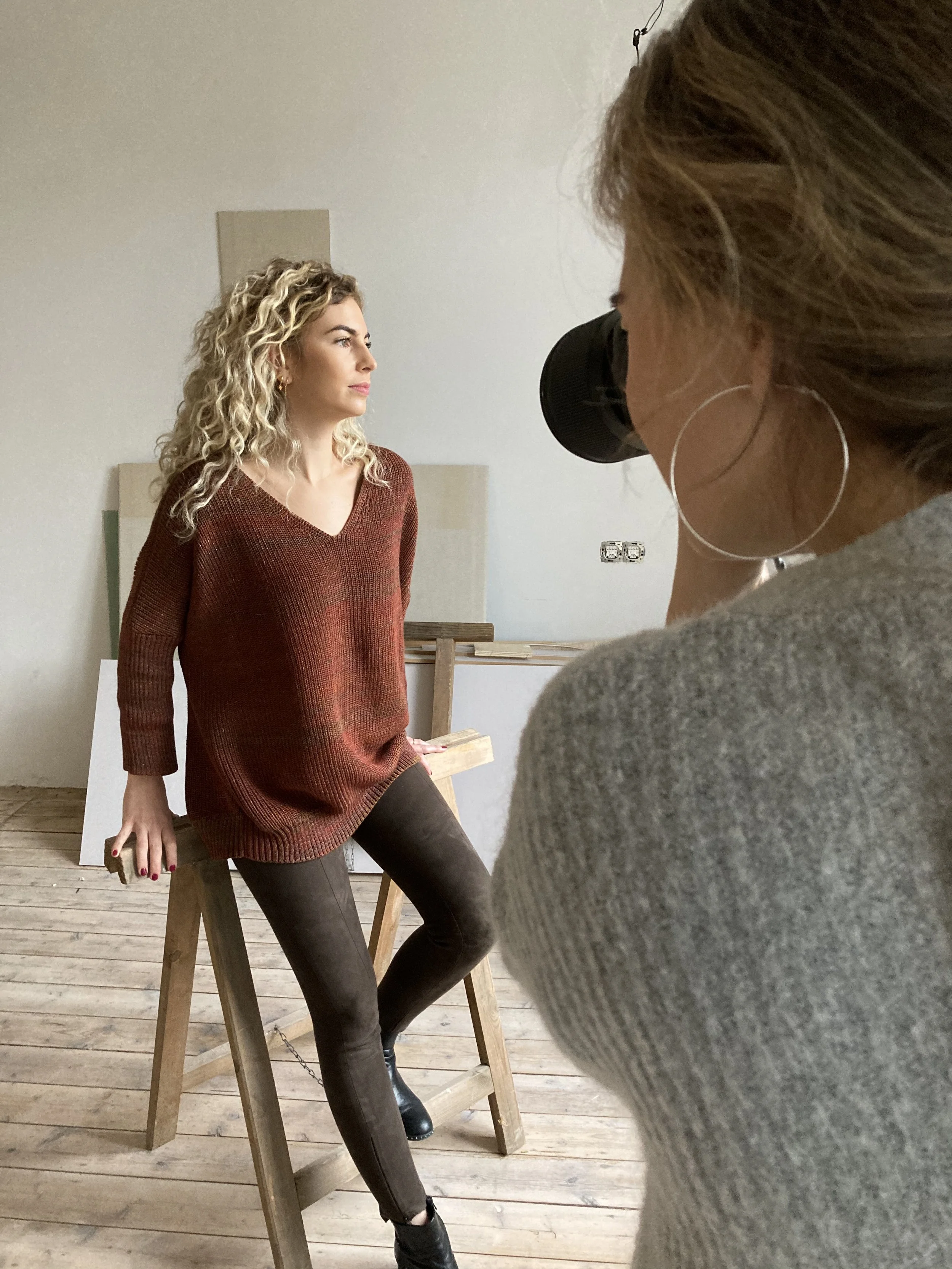 Behind the scenes with Maison Rowena photographing Studio Myr knitwear in natural light