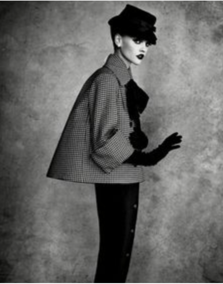 Editorial fashion image referencing the classic houndstooth pattern in couture