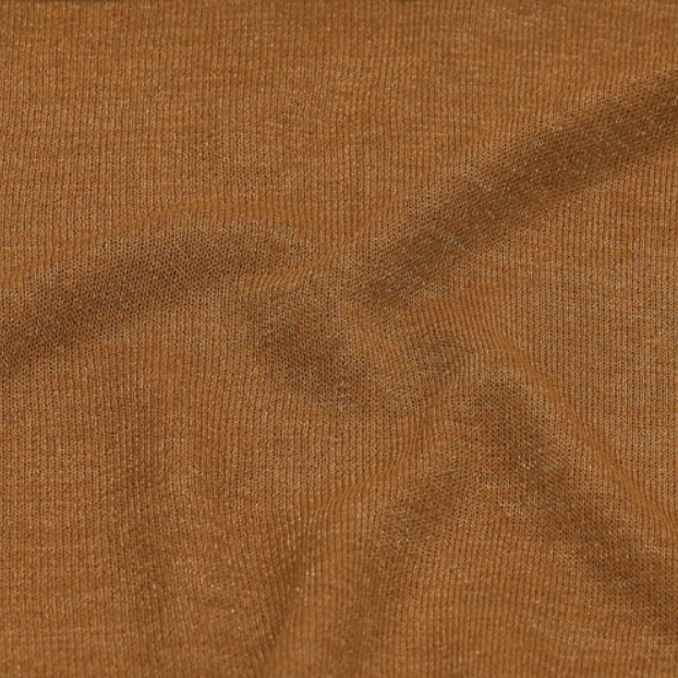 Close-up of lightweight linen knit in a warm rust-orange shade, revealing the airy texture and natural softness of the fibre.