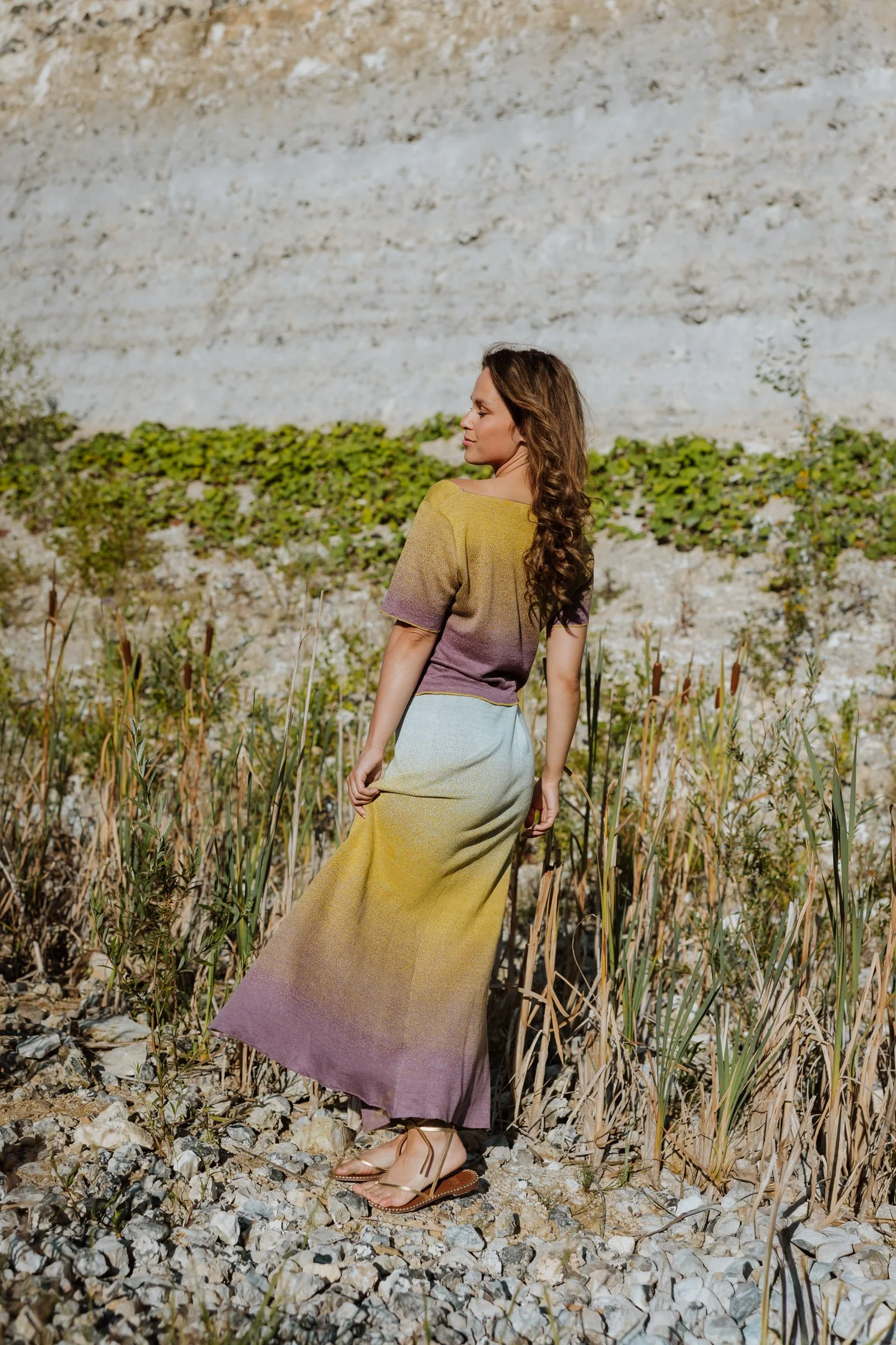 Double knit cotton gradient maxi skirt Ibiza by Studio Myr