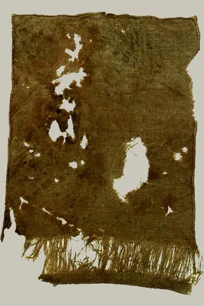 Ancient linen fragment from Qumran Cave, dating from the 3rd century BCE to the 1st century CE