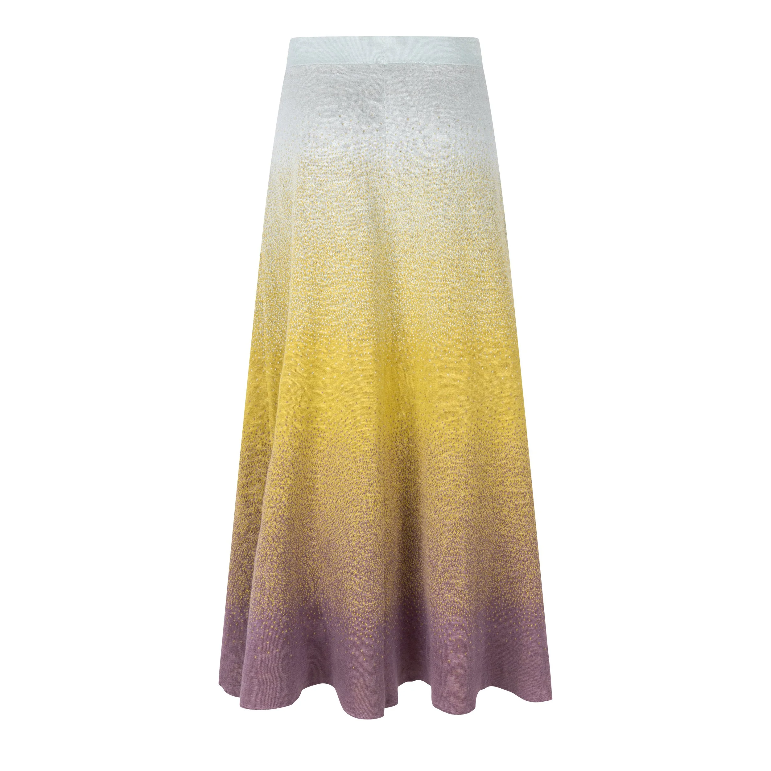 Back view of Sunset – Ibiza, revealing the graceful drape and harmonious colour transition of the signature gradient knit.