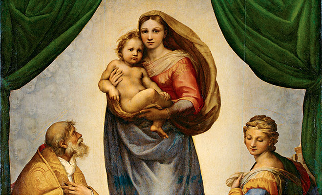 Renaissance painting with a harmonious palette of soft terracotta, warm ochre, muted blue, and deep green tones — a key source of colour inspiration for Studio Myr’s ITALIA collection, translating classical Italian artistry into contemporary knitwear