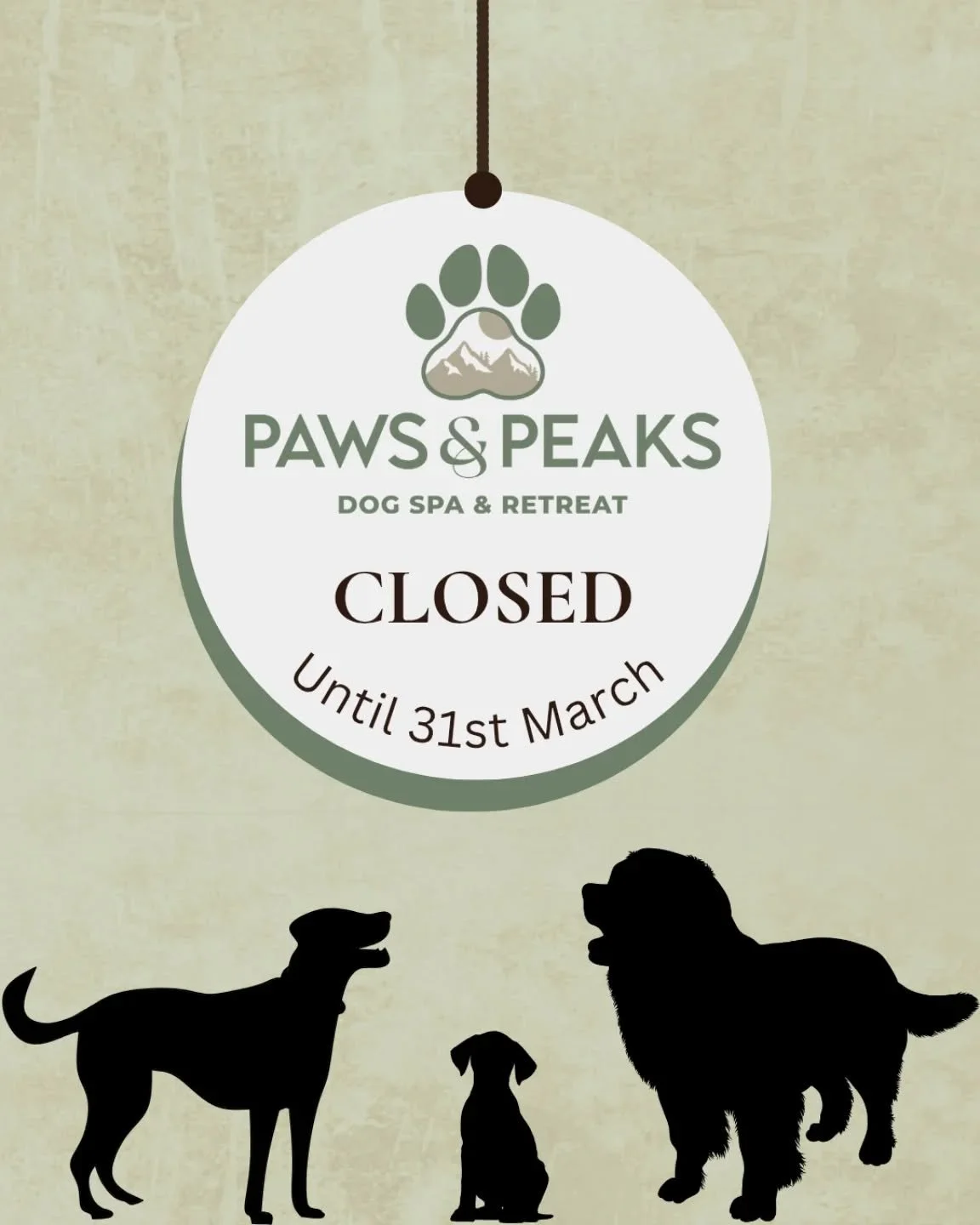 Hello, just a wee heads up -

I'm now on annual leave, and the dog spa will reopen on 31st March 2026.

I will be taking a break from the business and from admin during this time. If you're an existing customer with an urgent query, I will do my best