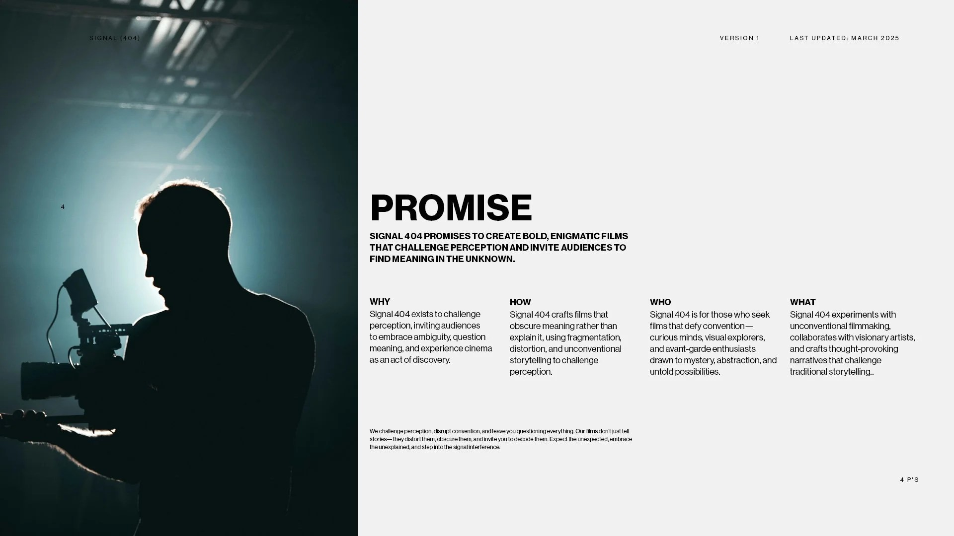 Signal 404 brand guide promise slide