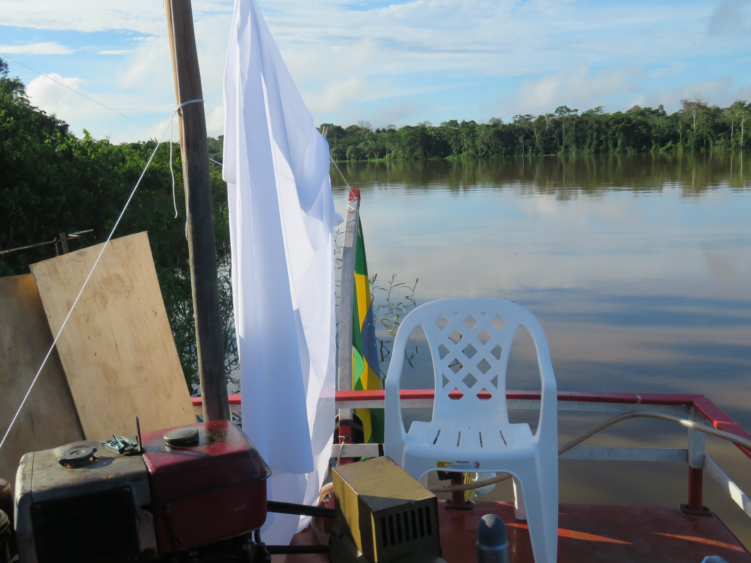  The "stage" for interviews, complete with sun blocking sheets! Photo by Laura K Marsh 