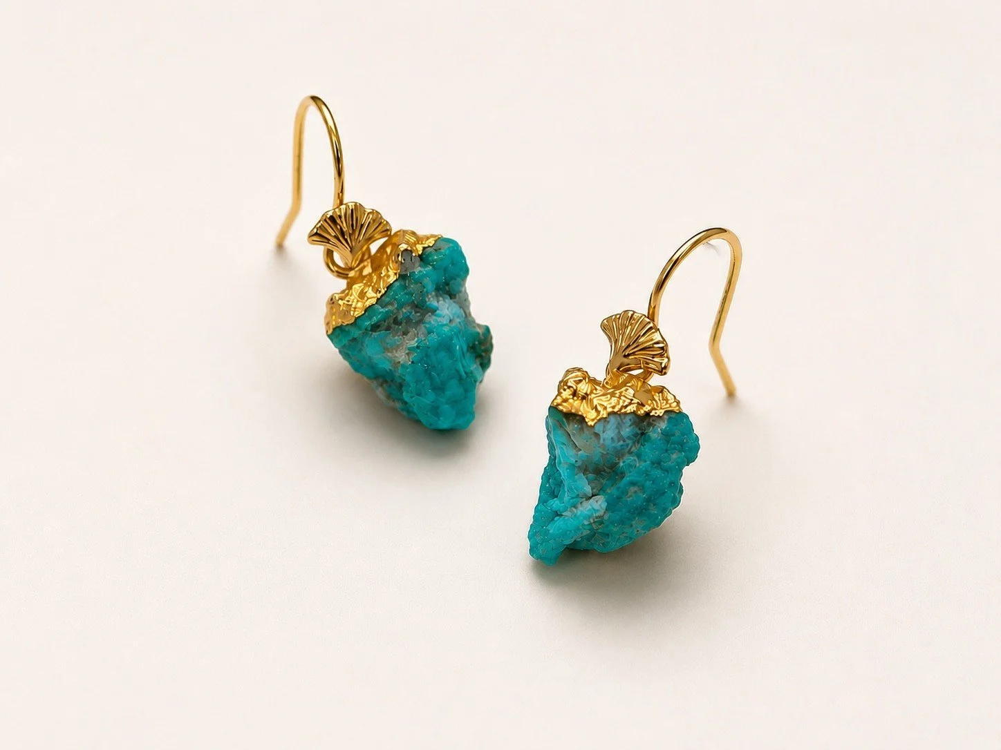 The ‘Escape' turquoise gold vermeil wire hoop earrings