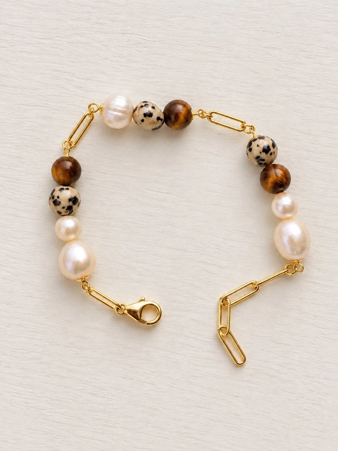 The 'Era Seasons'  freshwater pearl and gemstone beaded gold vermeil bracelet