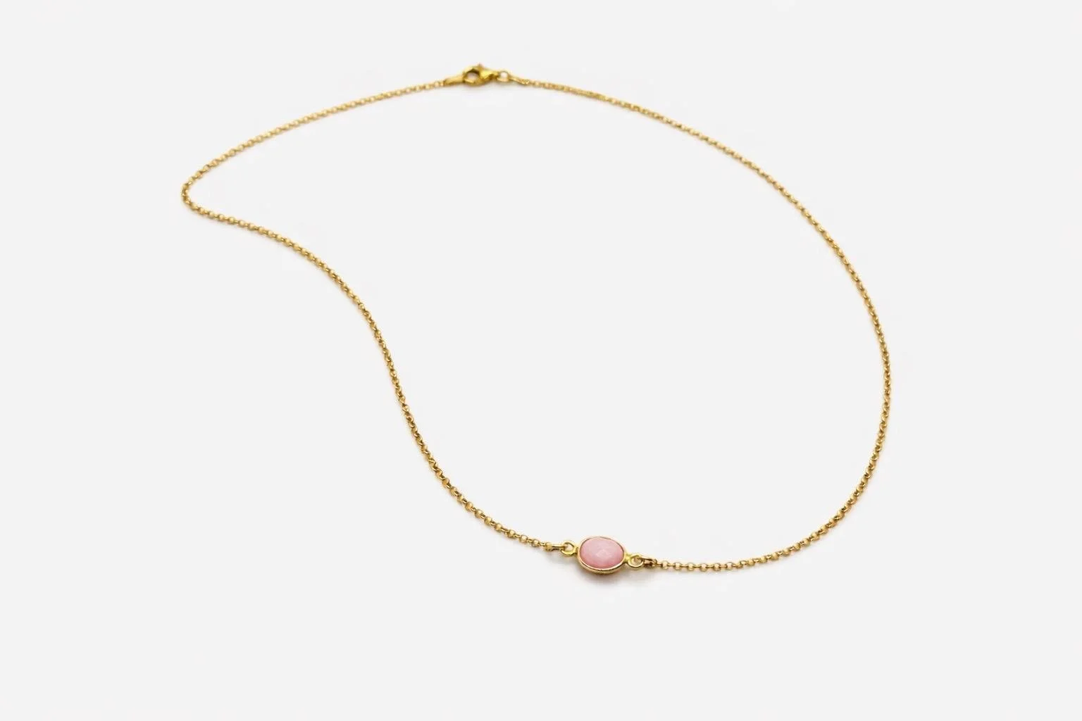 The 'Era’ pink opal gemstone gold vermeil pendant