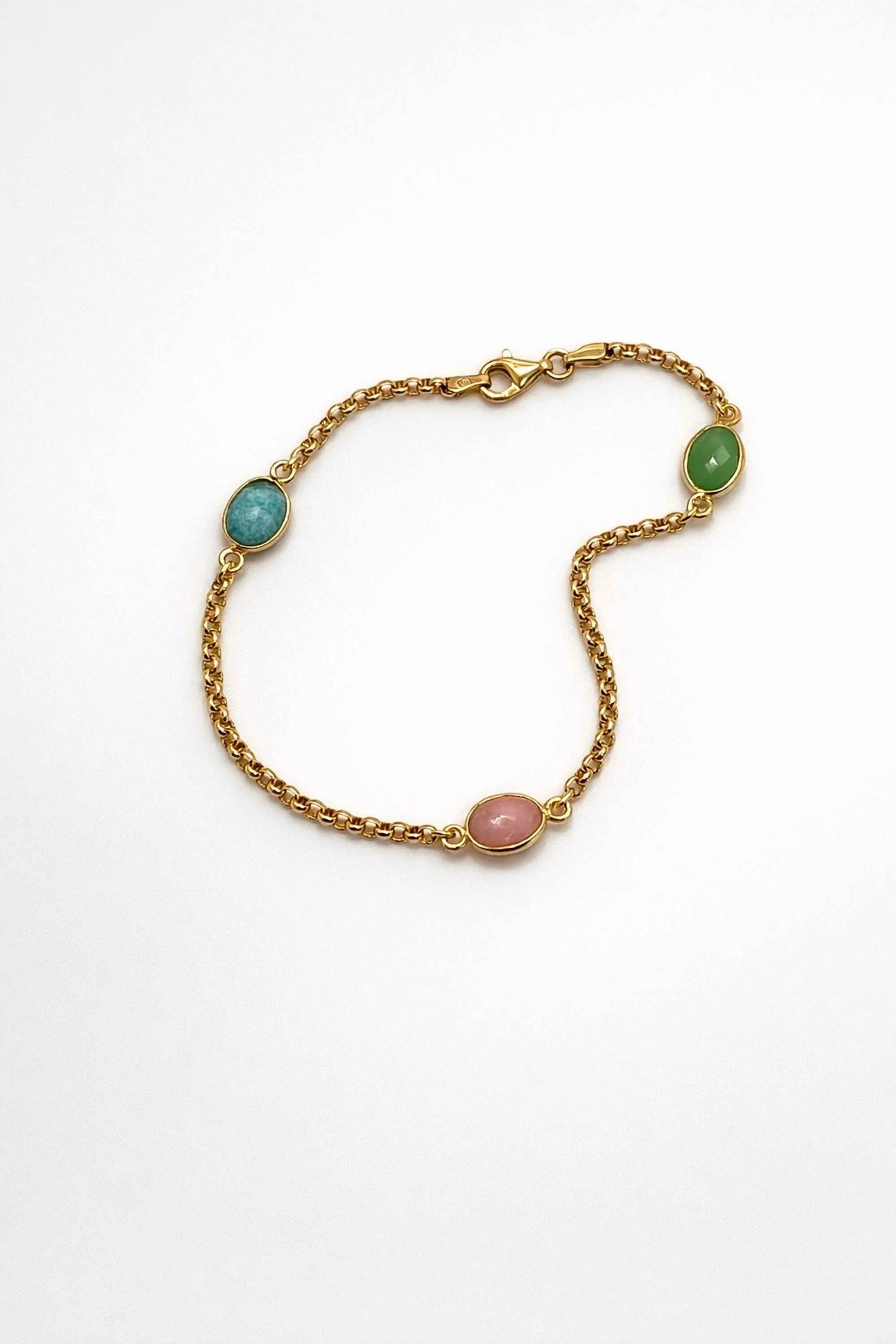 The Era ‘limited edition’  pastel gemstone gold vermeil chain bracelet