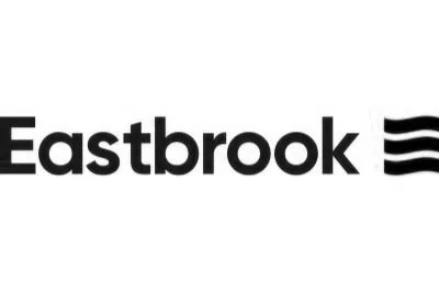 Logo of Eastbrook with three wavy lines to the right.