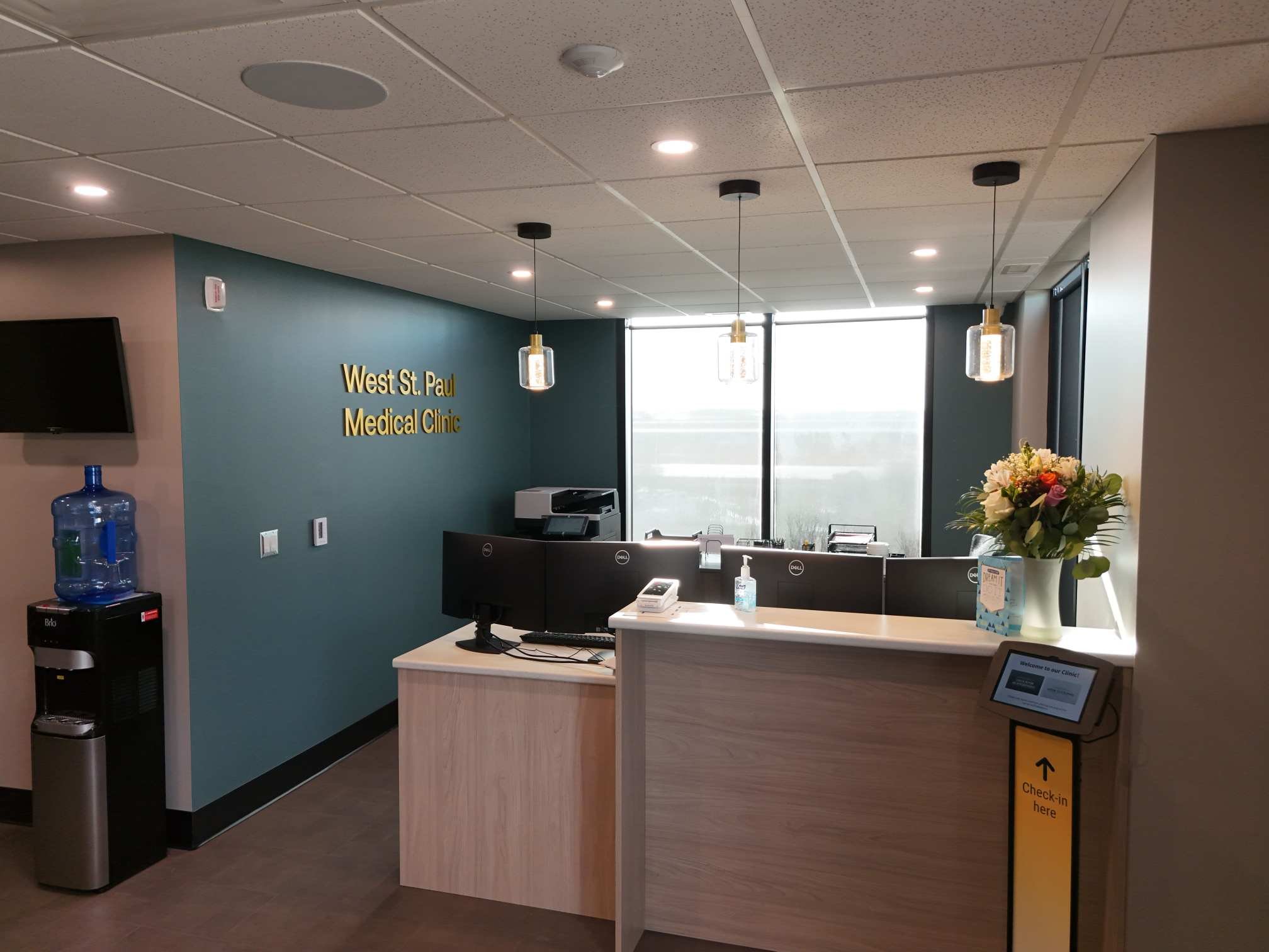 The reception area at West St Paul Medical Clinic