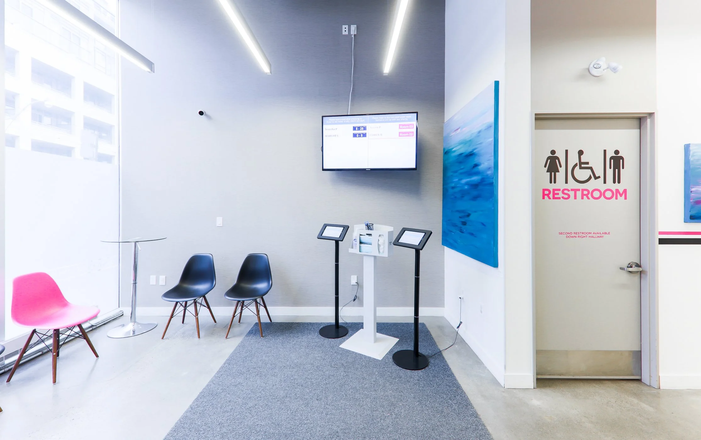 CHIME Kiosk and Waiting Room TV at Magenta Health Clinic’s location in the Riverside neighbourhood of Toronto