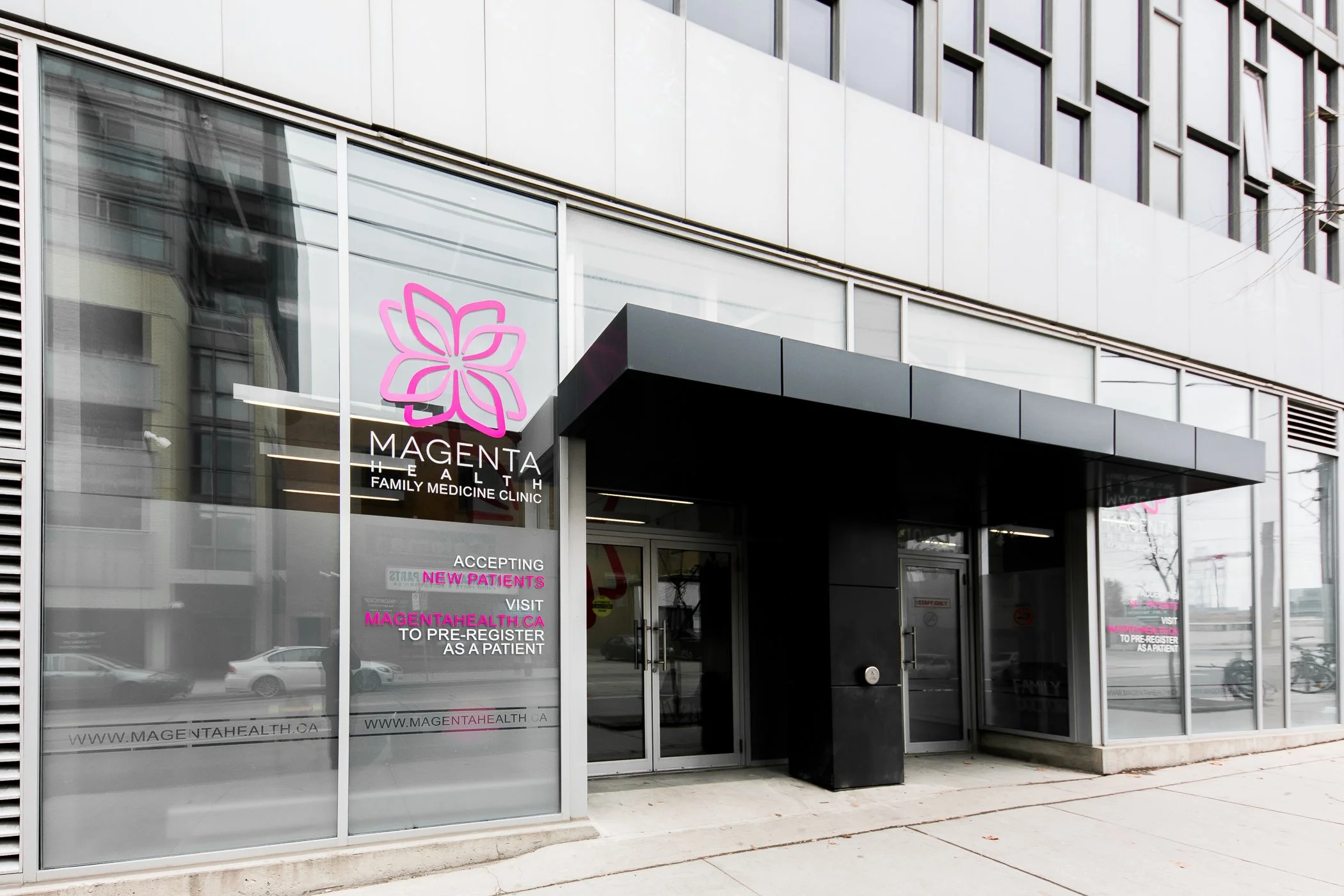 The outside of Magenta Health Clinic’s location in the Riverside neighbourhood of Toronto