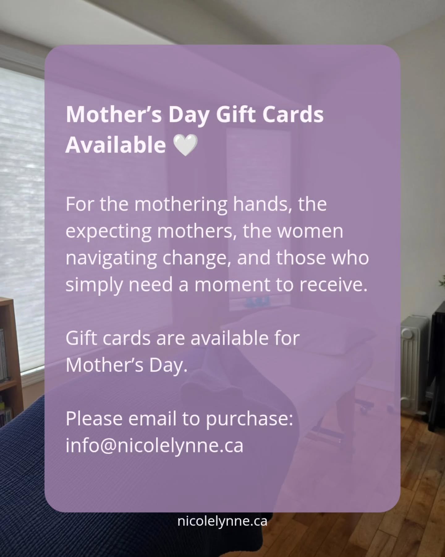 For those looking to offer rest, care, support, or a meaningful moment to receive this Mother&rsquo;s Day, gift cards are available. 🤍