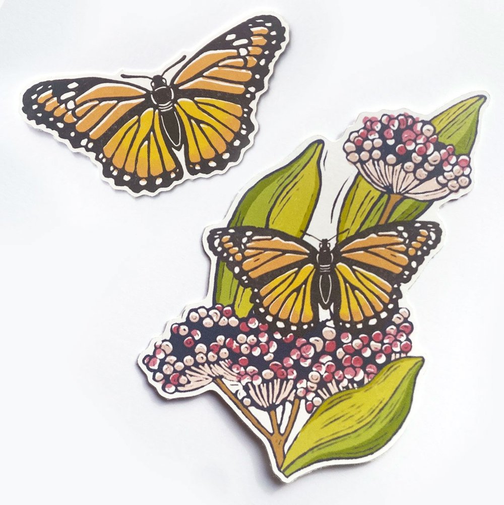 Monarch + Milkweed Sticker — Root & Branch Paper Co.