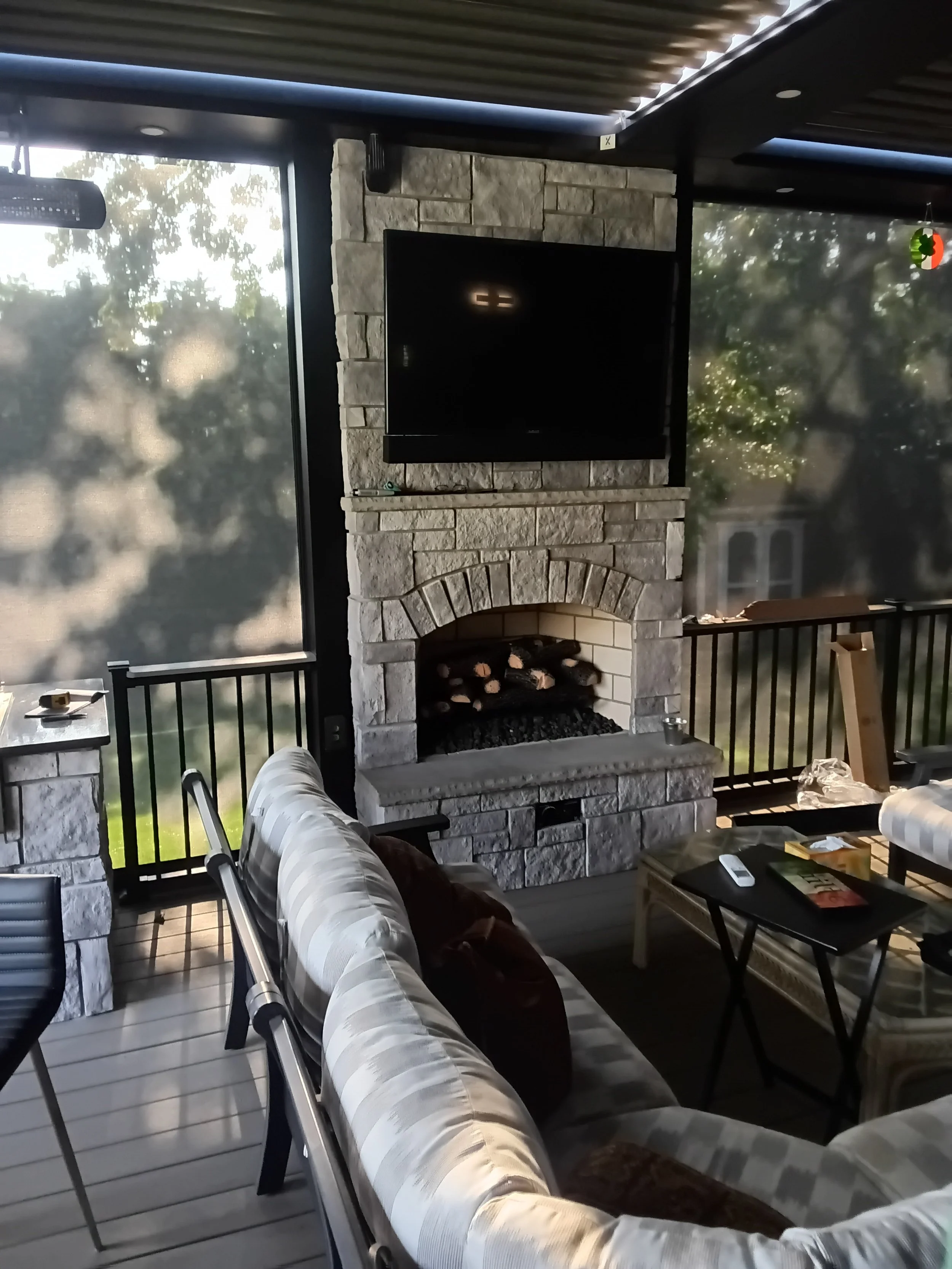 Screened Porch Fireplace