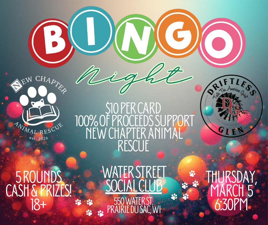 Bingo Night with Driftless Glen Distillery &amp; New CHapter Animal Rescue