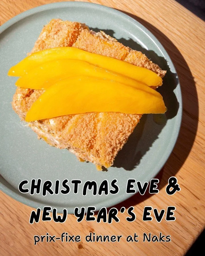 The holidays at Naks are on 🔥⁠
⁠
This Christmas Eve and New Year&rsquo;s Eve, we&rsquo;re doing a full Filipino prix fixe built around the classics we grew up on: Filipino Spaghetti with rich, sweet-savory sauce and hotdogs, and of course, Mango Flo