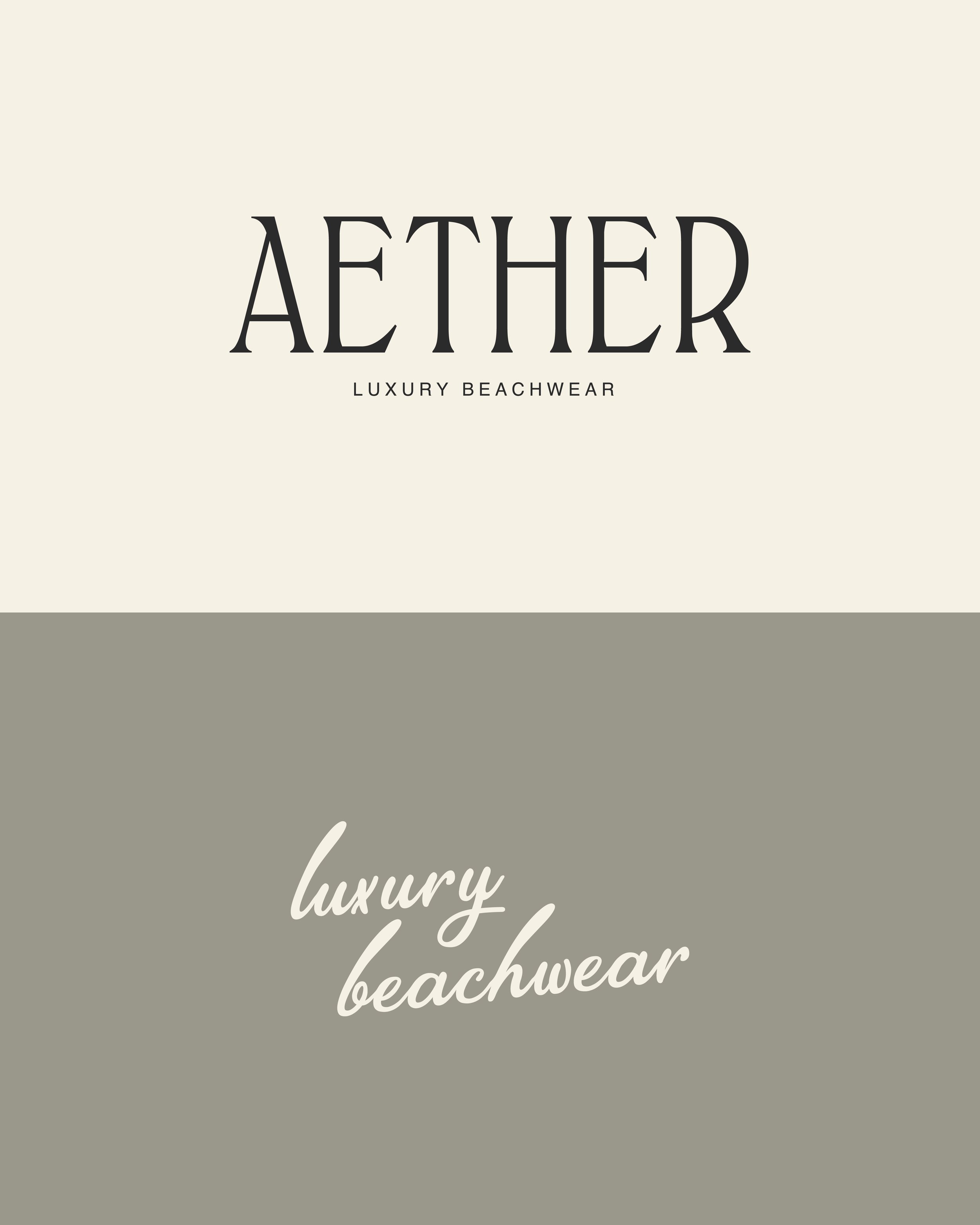 Close-up view of the Aether semi-custom logo suite for luxury lifetyle branding