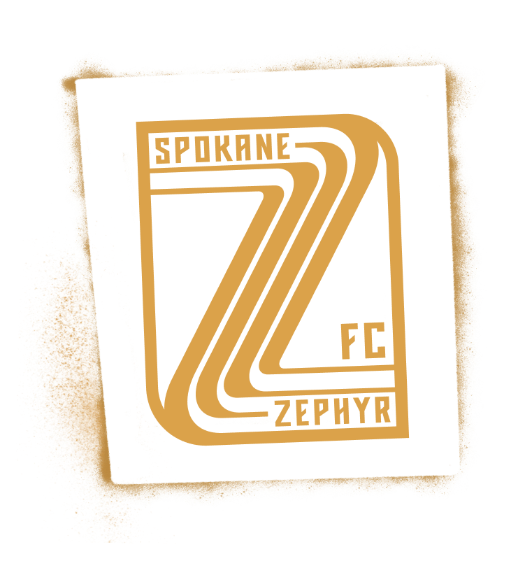 Logo for Spokane FC Zephyr featuring a stylized large number 7 with the words Spokane, FC, and Zephyr around it.