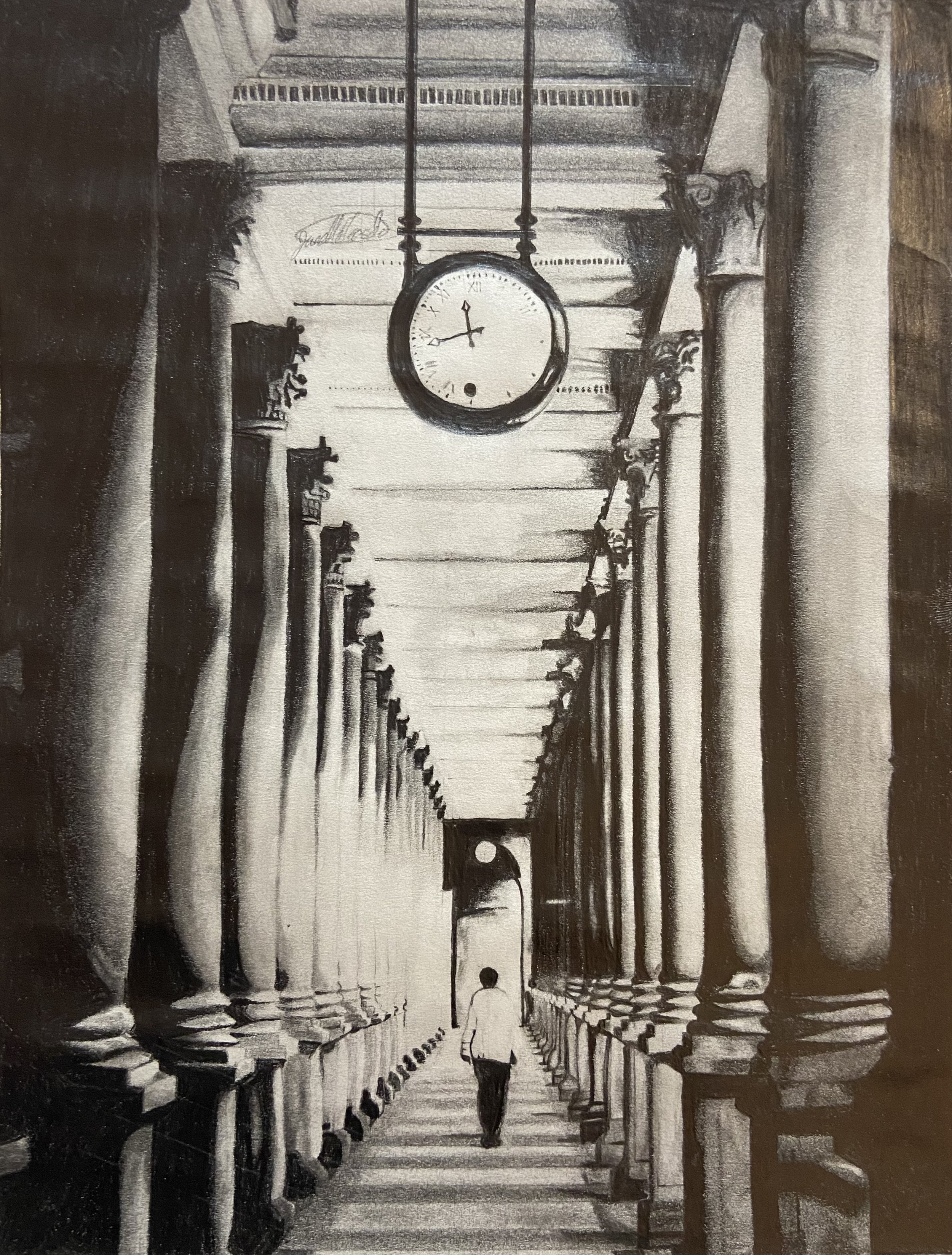 One Point Perspective - Charcoal and Graphite