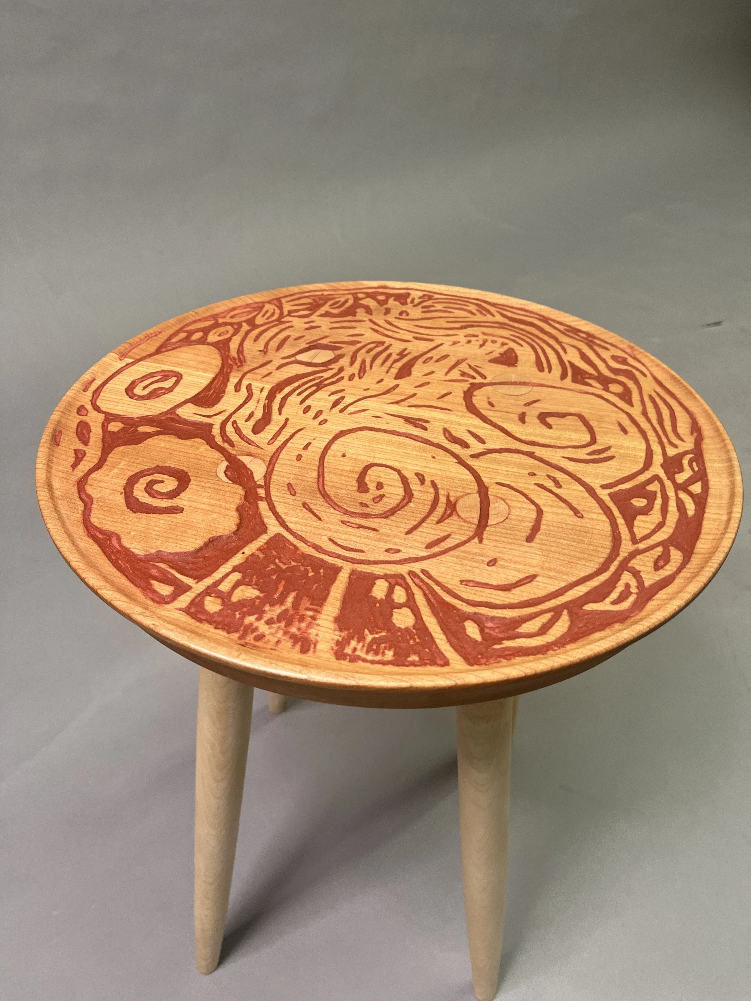 Spicy Ramen Stool - Maple and Milk Paint