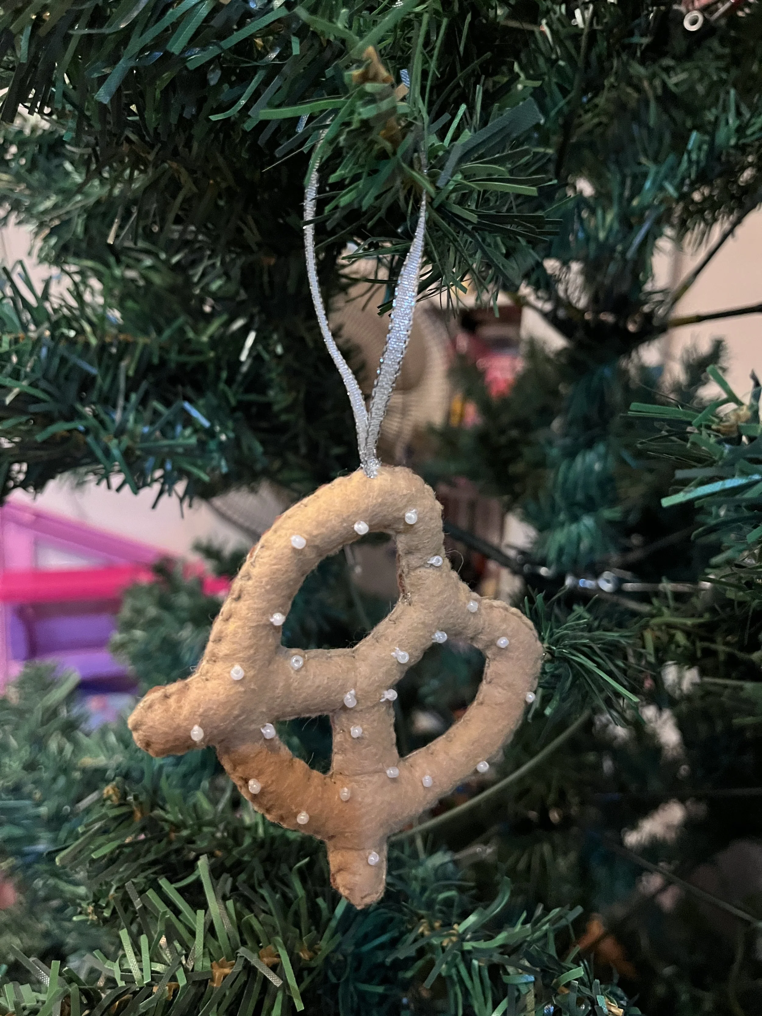 Pretzel Ornament - Felt and Beads