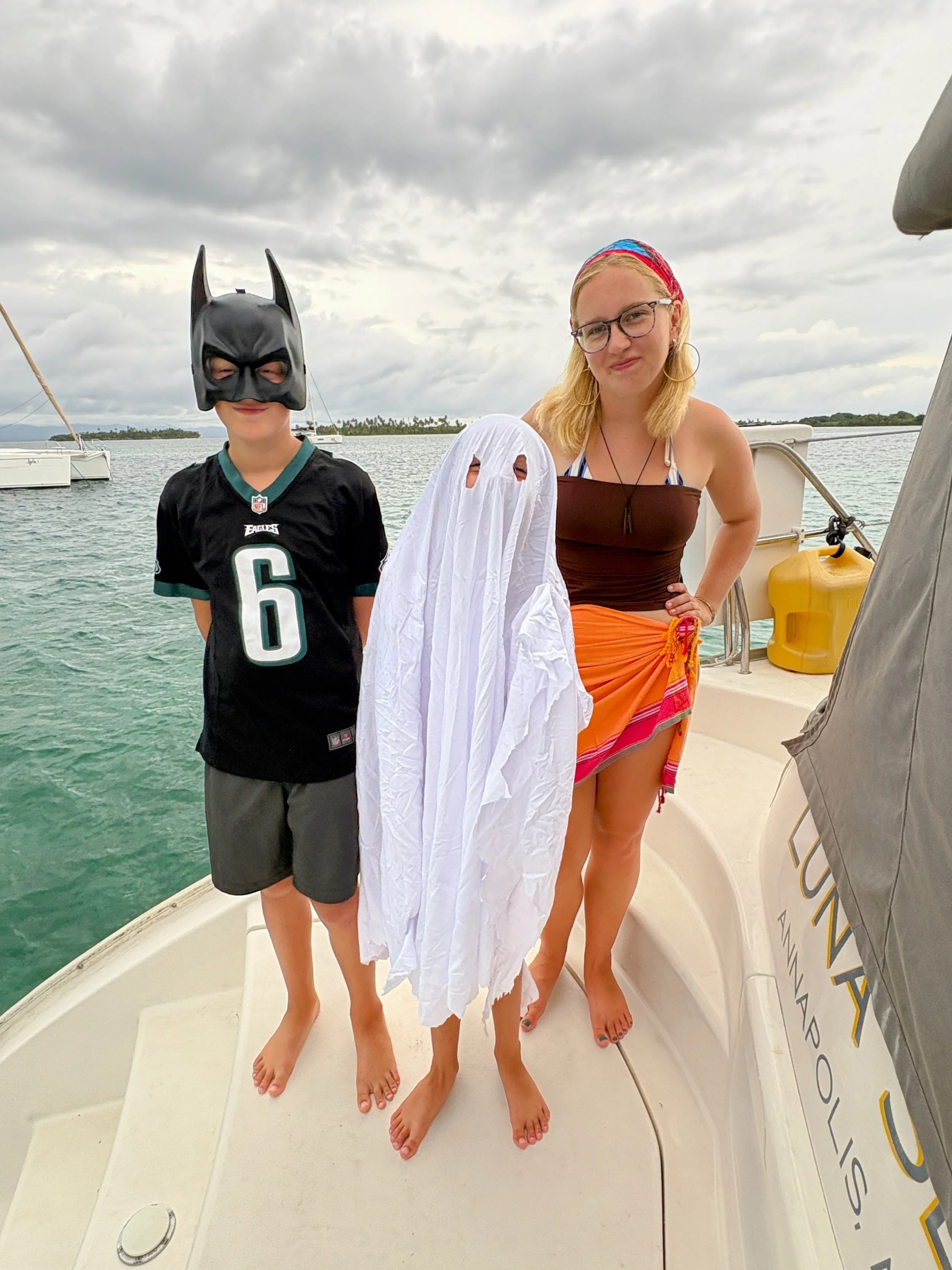 'Skinny Batman' AKA their favorite Eagles player Devonte Smith, a ghost and a pirate or Halloween 