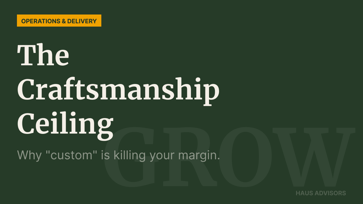 The Craftsmanship Ceiling: Why "Custom" is Killing Your Margin
