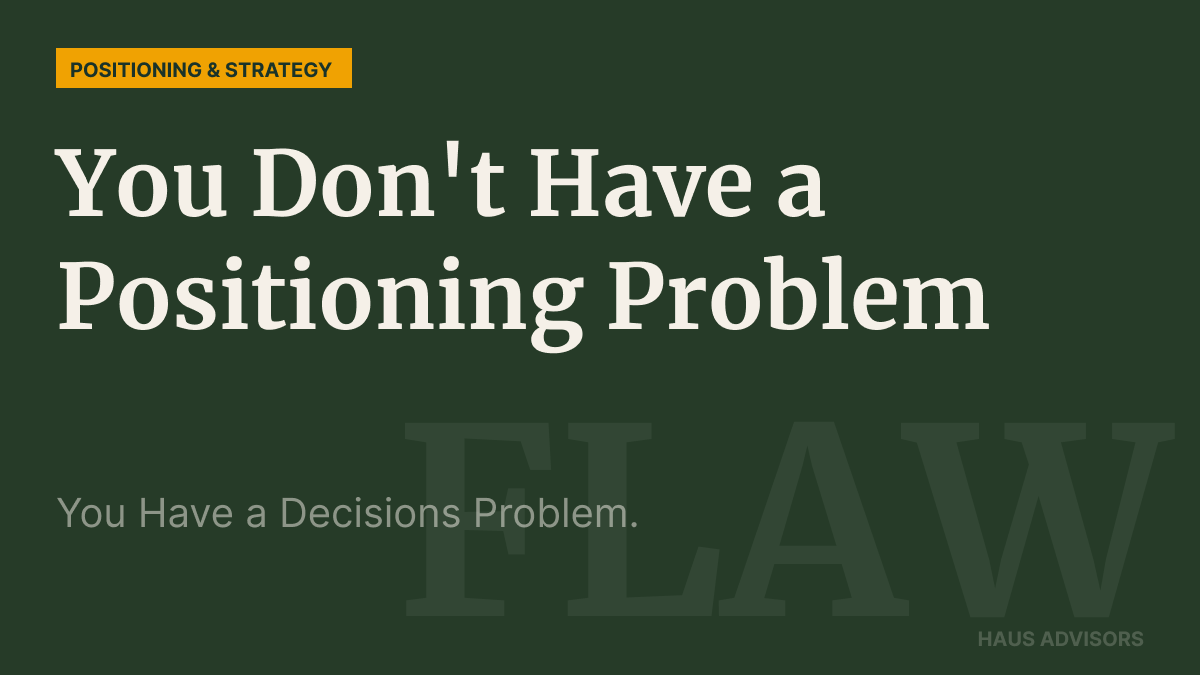 Your Agency Doesn't Have a Positioning Problem. It Has a Decisions Problem.